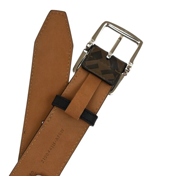FENDI Logo Zucca Pattern Belt Buckle Leather #80/32 Brown SHW 37KA756 - Picture 11 of 16